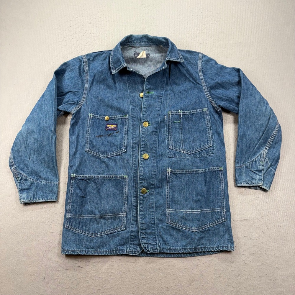 OshKosh B'gosh Chore Coat Mens 38 Blue Denim Vintage Union Made Work Jacket